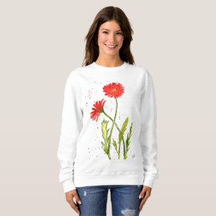 Aquarellfarbene Orangefarbene Blume Wildblume Somm Sweatshirt