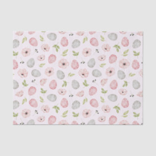 Aquarellfarbene Osterlackierte Eier und Blume Rosa Seidenpapier