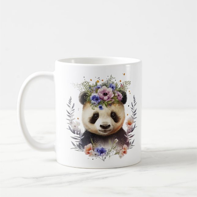 Aquarellfarbene Panda Niedlich Kaffeetasse (Links)
