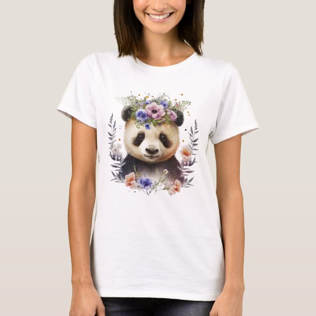 Aquarellfarbene Panda Niedlich T-Shirt (Vorderseite)