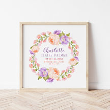 Aquarellfarbene Personalisierte Babybäume
