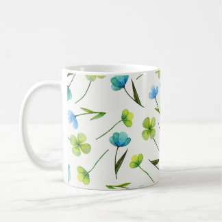 Aquarellfarbene Pflanze: Blumenmuster ohne Naht. Kaffeetasse