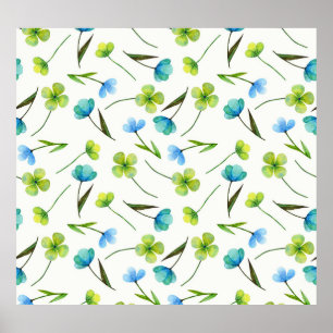 Aquarellfarbene Pflanze: Blumenmuster ohne Naht. Poster