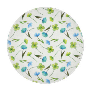 Aquarellfarbene Pflanze: Blumenmuster ohne Naht. Schneidebrett