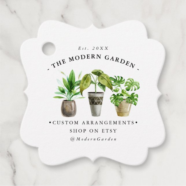 Aquarellfarbene Pflanze | Business Hang Tag Geschenkanhänger (Vorderseite)