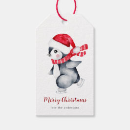 Aquarellfarbene Pinguin Weihnachten Weihnachtsfeie Geschenkanhänger