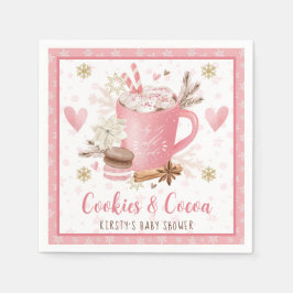 Aquarellfarbene Pink-Cookies und Kakao-Babydusche Serviette