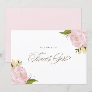 Aquarellfarbene Pink-Peongs sind meine BlumenGirl- Einladung
