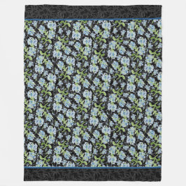 Aquarellfarbene Plumbago-Blume auf Schwarz Fleecedecke
