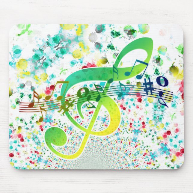 Aquarellfarbene Punkte und grüne Treppenpfeife Mousepad (Vorne)