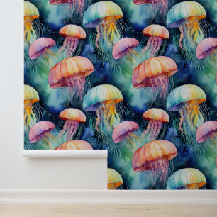 Aquarellfarbene Quallenfische Tapete