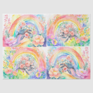 Aquarellfarbene Regenbogen und Meeresschildkröten  Seidenpapier