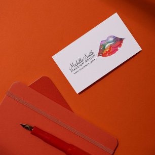 Aquarellfarbene Regenbogenlips Make-up Visitenkarte