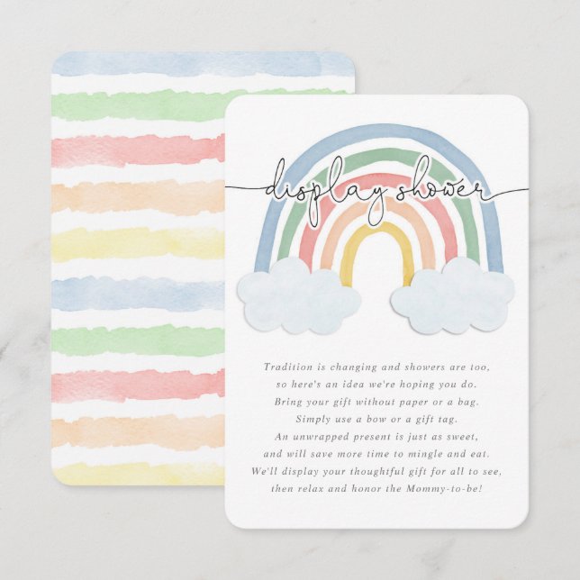 Aquarellfarbene Regenbogenpastellwand mit Dusche Begleitkarte (Vorne/Hinten)
