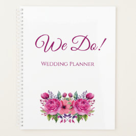 Aquarellfarbene Rosa Blume Bouquet- Hochzeitsplane Planer
