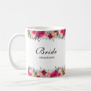 Aquarellfarbene Rosa Braut Kaffeetasse