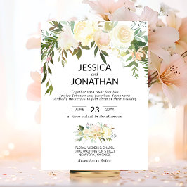 Aquarellfarbene Rosa Creme Elfenbeinhochzeit Einladung