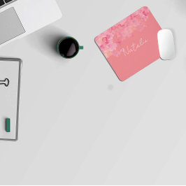 Aquarellfarbene, rosa Korallenbezeichnung Mausknöp Mousepad