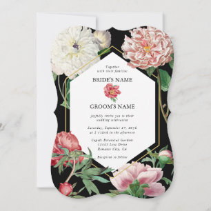 Aquarellfarbene Rosa-Peonies-Blume Hochzeiten Schw Einladung