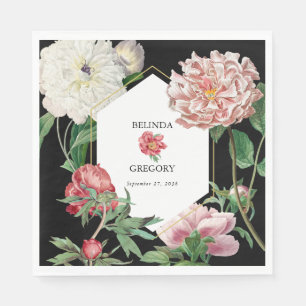 Aquarellfarbene Rosa-Peonies-Blume Hochzeiten Schw Serviette