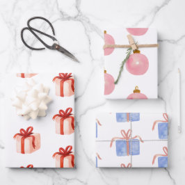 Aquarellfarbene rosa Präsente & Ornamente Geschenkpapier Set