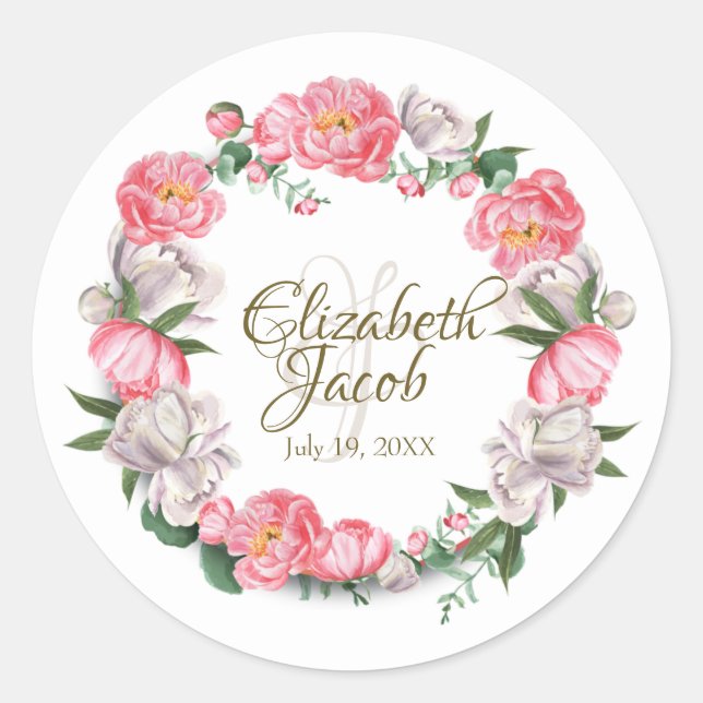 Aquarellfarbene, rosa und weiße Pfannkuchen Runder Aufkleber (Vorderseite)