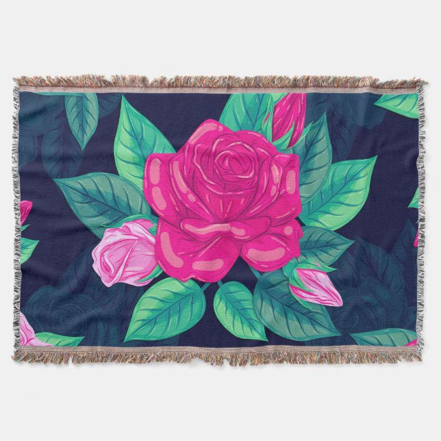Aquarellfarbene Rose 13 Decke (Vorderseite)
