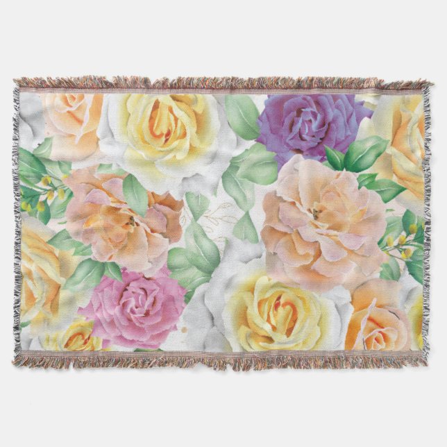 Aquarellfarbene Rose 27 Decke (Vorderseite)