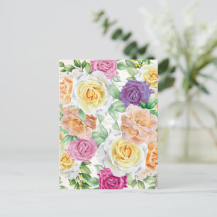 Aquarellfarbene Rose 27 Postkarte