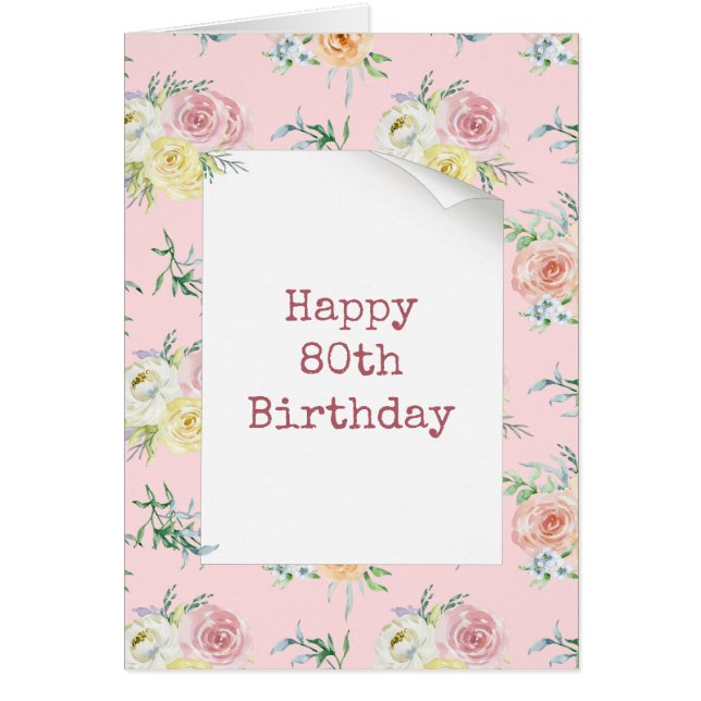 Aquarellfarbene Rose 80. Geburtstag (Vorne)