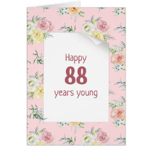 Aquarellfarbene Rose 88. Geburtstag