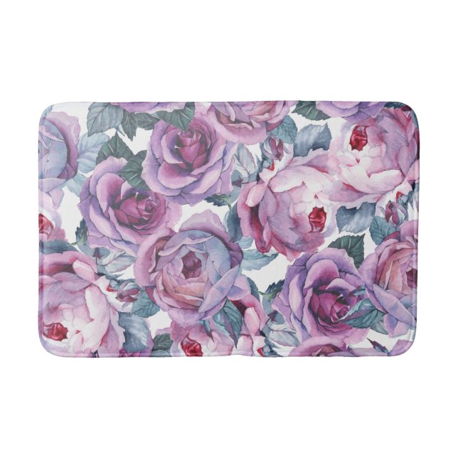 Aquarellfarbene Rose Badematte florale Wohngestalt (Vorderseite)