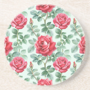 Aquarellfarbene Rose: Bläserne nahtlose Illustrati Getränkeuntersetzer