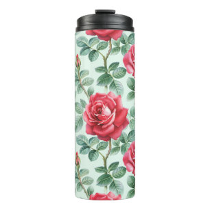 Aquarellfarbene Rose: Bläserne nahtlose Illustrati Thermosbecher