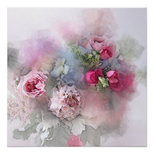 Aquarellfarbene Rose Blume Florenz Modernes Design Poster