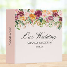 Aquarellfarbene Rose Blume Hochzeitsalbum