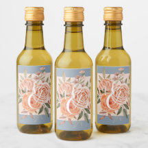 Aquarellfarbene Rose Blumenpfirsiche Dusty Blue We