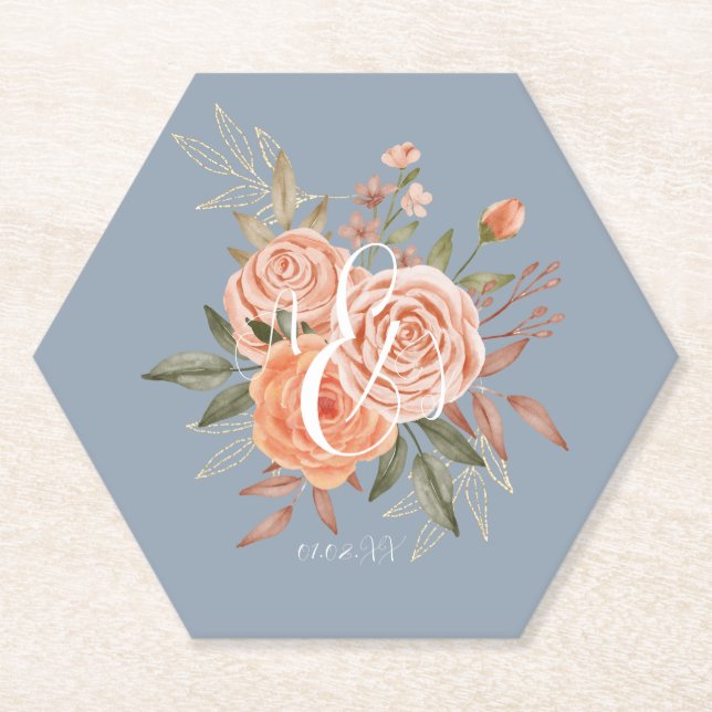 Aquarellfarbene Rose Blumenpfirsichfarben Dusty Bl Untersetzer (Vorderseite)