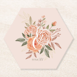 Aquarellfarbene Rose Blumenpfirsichpfirsiche Dustr Untersetzer