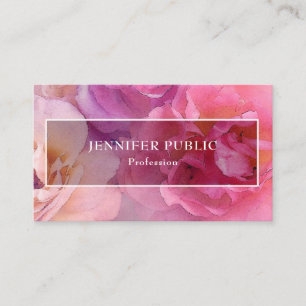 Aquarellfarbene Rose Elegante Moderne Blumenvorlag Visitenkarte