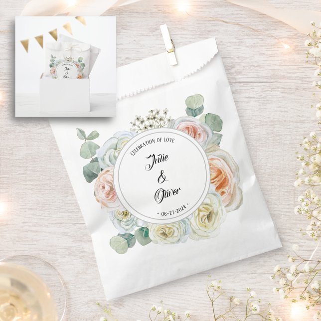 Aquarellfarbene Rose Feiern der Liebe mit Namen Geschenktütchen (Von Creator hochgeladen)