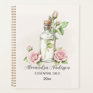 Aquarellfarbene Rose Flora Aromatherapie Essenziel Planer