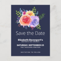 Aquarellfarbene Rose Floral Bouquet Save the Date