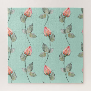 Aquarellfarbene Rose: Frühlingsblumen nahtlos