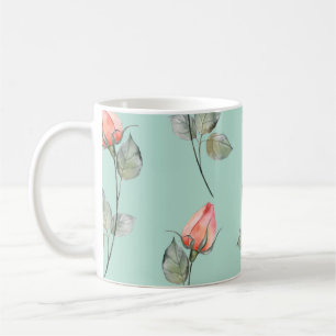 Aquarellfarbene Rose: Frühlingsblumen nahtlos Kaffeetasse
