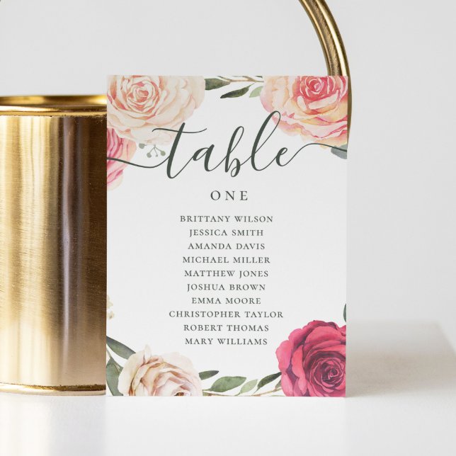 Aquarellfarbene Rose. Hochzeitstabelle für Blumena Einladung (Von Creator hochgeladen)