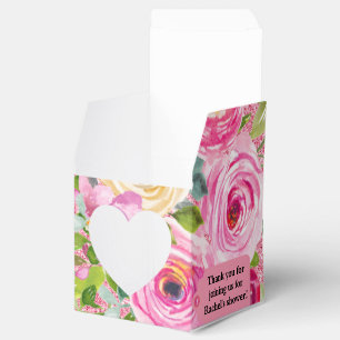 Aquarellfarbene Rose in rosa Glitzer Personalisier Geschenkschachtel