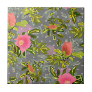 Aquarellfarbene Rose Rosa Blume botanischer Blumen Fliese