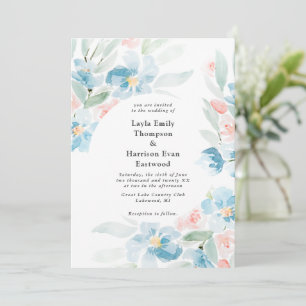 Aquarellfarbene Rose und Einladung zur Hochzeit