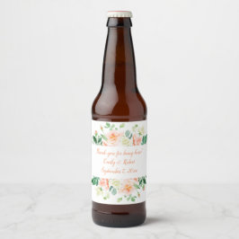 Aquarellfarbene Rose und Grünbierflasche Bierflaschenetikett
